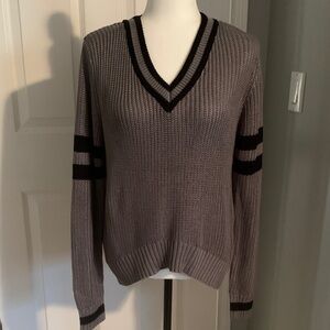 Gray V-Neck Women's Sweater